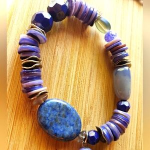Blue lapis & mother of pearl beads bracelets
